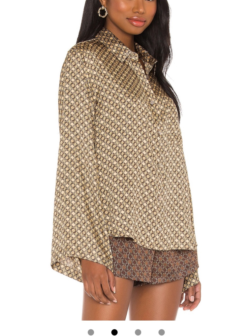 L’Academie Oversized Button Down in Tan Chain